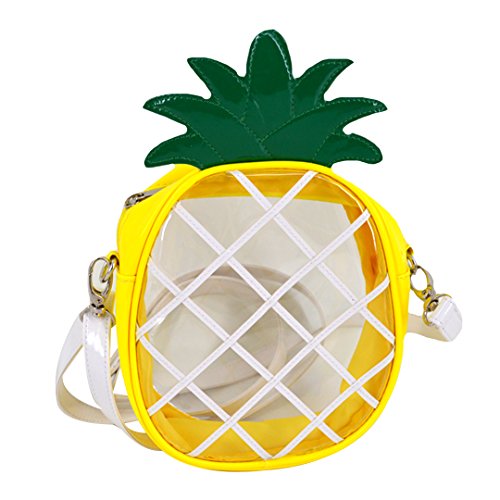 AiSi Mädchen 3D kleine süße Obst Tasche Mini Umhängetasche Moderne Handtasche transparente Abendtasche Clutch Party-Bags mit Umhängegurt Reißverschluss Ananas von AiSi