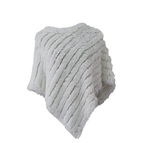 AiYoHi Echtes Kaninchenfell Gestrickte Kaninchenfell Poncho Weste Mode Wickelmantel Schal Dame Schal Naturpelz Hochzeit Großhandel Cape - Beige,Einheitsgröße von AiYoHi