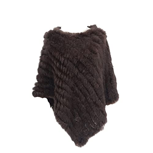 AiYoHi Echtes Kaninchenfell Gestrickte Kaninchenfell Poncho Weste Mode Wickelmantel Schal Dame Schal Naturpelz Hochzeit Großhandel Cape - Heller Kaffee, Einheitsgröße von AiYoHi
