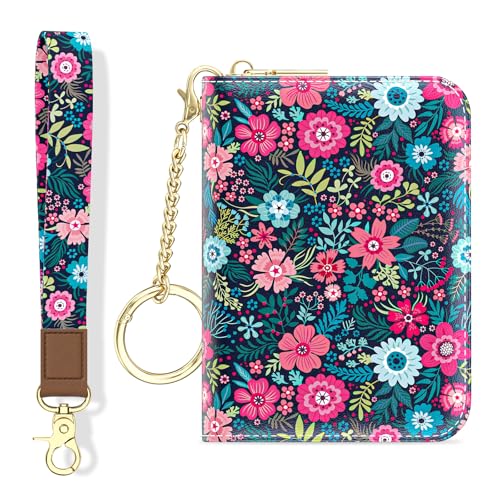 Aiawoxc Kreditkartenetui für Damen, kleine RFID-Karten-Geldbörse, schlankes Leder, Visitenkarten-Organizer, Etui mit Reißverschluss und Handgelenkschlaufe, Elegante Blumen Aiawoxc Kreditkartenetui für Damen, kleine RFID-Karten-Geldbörse, schlankes Leder, Visitenkarten-Organizer, Etui mit Reißverschluss und Handgelenkschlaufe, Elegante Blumen von Aiawoxc