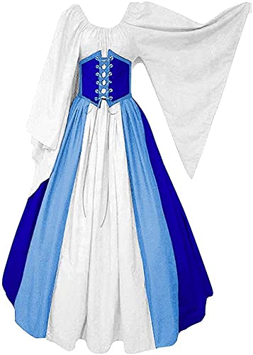 Aibaowedding Damen Renaissance Mittelalter Kostüme Kleid Trompetenärmel Gothic Retro Kleid von Aibaowedding