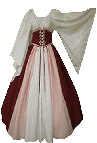 Aibaowedding Damen Renaissance Mittelalter Kostüme Kleid Trompetenärmel Gothic Retro Kleid von Aibaowedding