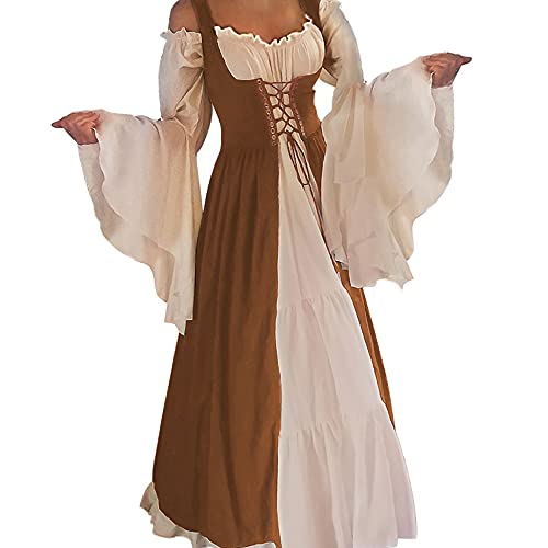 Aibaowedding Renaissance Kleid Damen Mittelalter Kleid Mittelalter Kostüme Damen(Khaki,l/XL) von Aibaowedding