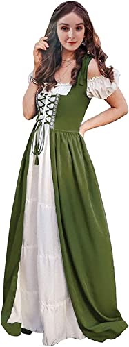 Aibaowedding Renaissance Kleid Damen Mittelalter Kleid Mittelalter Kostüme Damen(Olive,2xl/3xl) von Aibaowedding