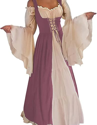 Aibaowedding Renaissance Kleid Damen Mittelalter Kleid Mittelalter Kostüme Damen(Pink,2xl/3xl) von Aibaowedding