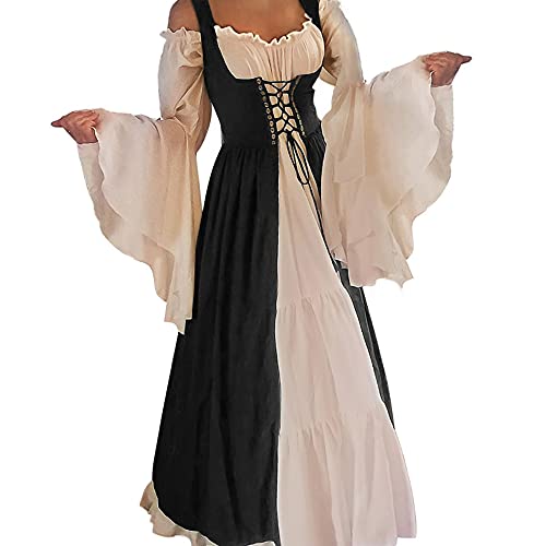 Aibaowedding Renaissance Kleid Damen Mittelalter Kleid Mittelalter Kostüme Damen (A-schwarz, Small/Medium) von Aibaowedding