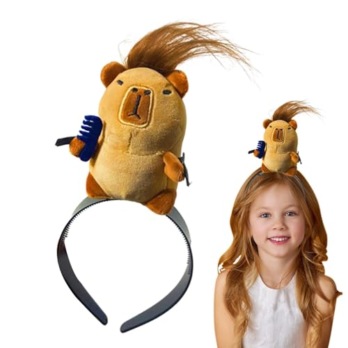 Aibyks Capybara Haarspange,Stofftier Haarspange - Capybara-förmige Cartoon-Haarspangen für Frauen,Modeaccessoire für Teenager-Mädchen, Puppenförmige Kopfbedeckung für Reisen, Strandpartys, Make-up, von Aibyks