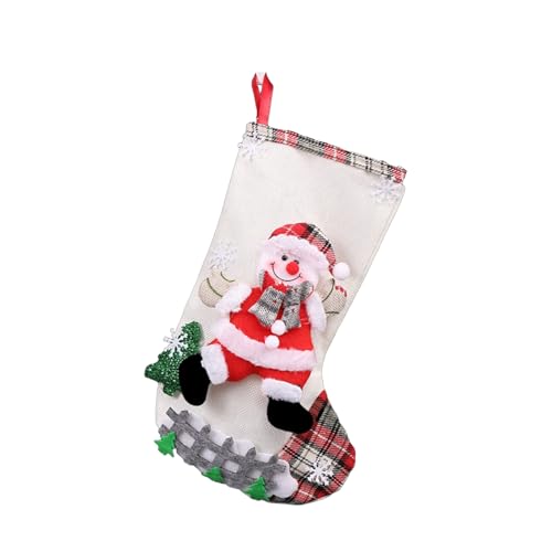 Kinder Weihnachtsstrumpf,Cartoon Kaminbehang Strümpfe - Weihnachtsmann, Schneemann, Elch, Bär, Strümpfe, Geschenktüte, weihnachtliches Thema, handgefertigte 3D-Geschenktasche, dekorativ für Aibyks von Aibyks