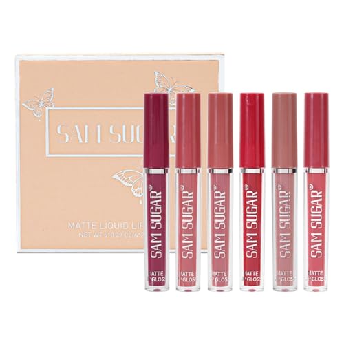 Lippenstift-Make-up-Set - 6 Farben Antihaft-Cup-Lippenstift,Wasserfester Lipgloss, langanhaltender Lippenfleck, nicht klebriges Lippenset aus mattem Samt für Frauen und Mädchen Aibyks von Aibyks