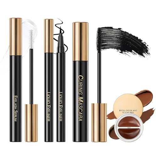 Mascara Make up Set – Wasserfestes Augen Make up Set | Langlebiges Augenbrauen- Und Augen-Make-up-Set, Bestehend Aus Eyeliner, Mascara, Augenbrauengel Und Make-up-Geschenkset Für Frauen von Aibyks