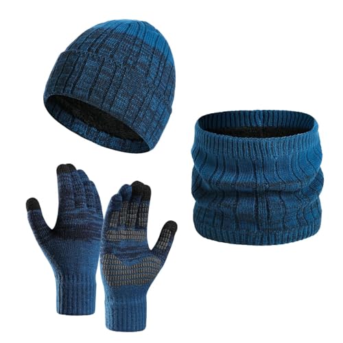 Mütze Handschuhe Schal Set Damen - Gestrickte Beanie-Mütze, Handschuhe und Halswärmer | 3-in-1-Set für Damen, Winter-Set mit warmer, dehnbarer, weicher Mütze, Mütze, Schal, Handschuhen für Aibyks von Aibyks