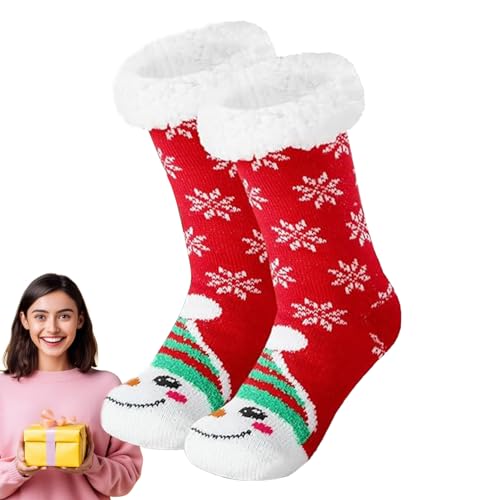 Weihnachts-Slipper-Socken | Weihnachtsplüsch warme Socken | Weiche, weihnachtliche, gemütliche, mit Fleece gefütterte Slipper-Gripper-Socke für Mädchen als Aibyks von Aibyks