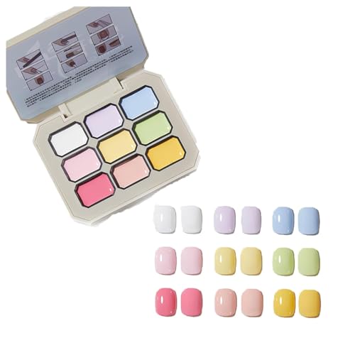 Creamy Colorful Nail Polish Set, Gel Nail Polish Summer Colors, Nine-Square Grid Solid Gel Glue Nail Polish Glue Set, Long Lasting Solid Nail Polish Palette. (1#, 10cm) von Aicoyiu