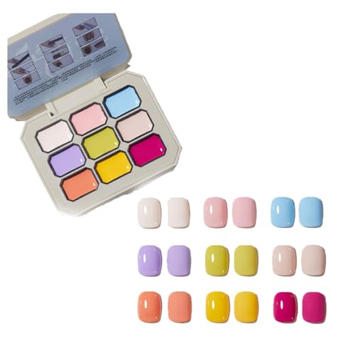 Creamy Colorful Nail Polish Set, Gel Nail Polish Summer Colors, Nine-Square Grid Solid Gel Glue Nail Polish Glue Set, Long Lasting Solid Nail Polish Palette. (2#, 10cm) von Aicoyiu
