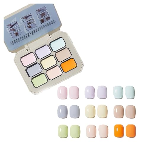 Creamy Colorful Nail Polish Set, Gel Nail Polish Summer Colors, Nine-Square Grid Solid Gel Glue Nail Polish Glue Set, Long Lasting Solid Nail Polish Palette. (3#, 10cm) von Aicoyiu