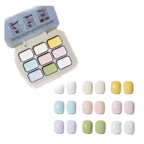Creamy Colorful Nail Polish Set, Gel Nail Polish Summer Colors, Nine-Square Grid Solid Gel Glue Nail Polish Glue Set, Long Lasting Solid Nail Polish Palette. (4#, 10cm) von Aicoyiu