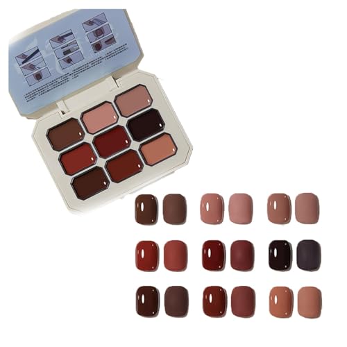 Creamy Colorful Nail Polish Set, Gel Nail Polish Summer Colors, Nine-Square Grid Solid Gel Glue Nail Polish Glue Set, Long Lasting Solid Nail Polish Palette. (6#, 10cm) von Aicoyiu