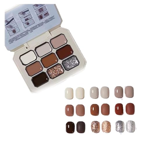 Creamy Colorful Nail Polish Set, Gel Nail Polish Summer Colors, Nine-Square Grid Solid Gel Glue Nail Polish Glue Set, Long Lasting Solid Nail Polish Palette. (8#, 10cm) von Aicoyiu