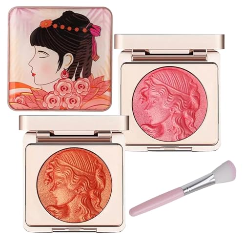 Embossed Smooth Powder Blush Palette For Cheeks, Embossed Girl Blush for Cheeks, Powder Blush Palette, Matte Face Powder Blush Palette,Face Matte Blush Palette. (2pcs, 10cm) von Aicoyiu