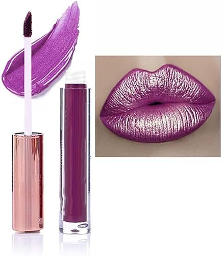 Matte Metallic Lip Gloss, Long Lasting Waterproof Strong Pigmented Not Stick Cup, Diamond Shimmer Liquid Lipstick Makeup for Women. (C) von Aicoyiu