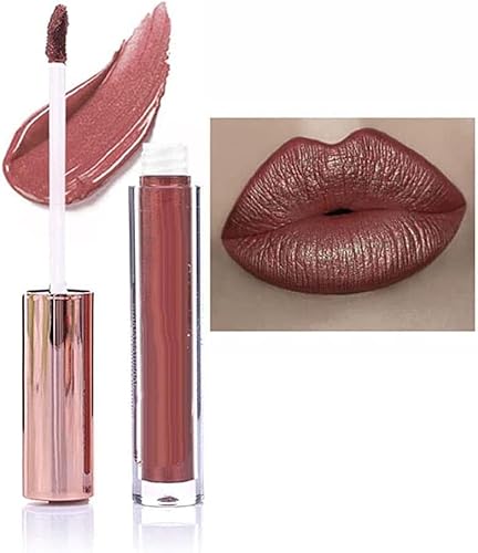 Matte Metallic Lip Gloss, Long Lasting Waterproof Strong Pigmented Not Stick Cup, Diamond Shimmer Liquid Lipstick Makeup for Women. (D) von Aicoyiu