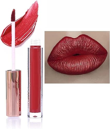 Matte Metallic Lip Gloss, Long Lasting Waterproof Strong Pigmented Not Stick Cup, Diamond Shimmer Liquid Lipstick Makeup for Women. (E) von Aicoyiu