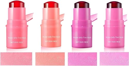 Milk Jelly Blush Stick, Cooling Water Jelly Tint Stick, Fruit Makeup Jelly Color Tone, Texture Moisturising, Sheer Lip & Cheek Stain Watercolor Paint Finish. (4pcs, 10cm) von Aicoyiu