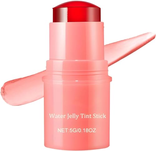 Milk Jelly Blush Stick, Cooling Water Jelly Tint Stick, Fruit Makeup Jelly Color Tone, Texture Moisturising, Sheer Lip & Cheek Stain Watercolor Paint Finish. (Pink, 10cm) von Aicoyiu