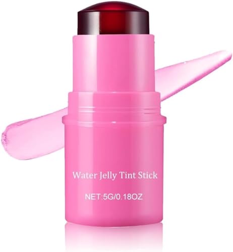 Milk Jelly Blush Stick, Cooling Water Jelly Tint Stick, Fruit Makeup Jelly Color Tone, Texture Moisturising, Sheer Lip & Cheek Stain Watercolor Paint Finish. (Rose Pink, 10cm) von Aicoyiu