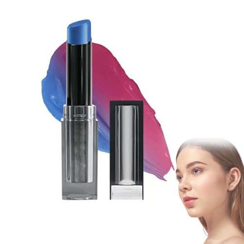 PH Adjusting Lip & Cheek Tint Gloss Lipgloss, So Pretty Lipstick, Long Lasting Moisturizing PH Changing Lipstick Balm Temperature Lip Gloss for Women. (Blue, 10cm) von Aicoyiu