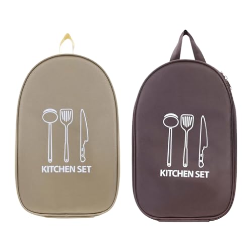 2 Stück Küchenutensilien Organizer Tasche, Tragbare Camping Kochgeschirr Aufbewahrungstasche, wasserdichte Utensilien Kochgeschirr Kanister Tasche mit Aufhängeöse für Camping Wandern Grillen (A) von AidSci