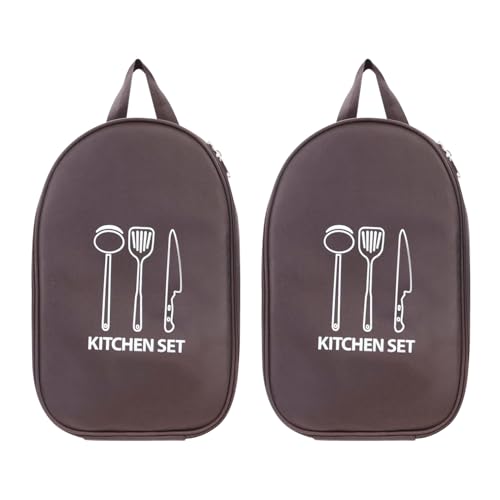 2 Stück Küchenutensilien Organizer Tasche, Tragbare Camping Kochgeschirr Aufbewahrungstasche, wasserdichte Utensilien Kochgeschirr Kanister Tasche mit Aufhängeöse für Camping Wandern Grillen (B) von AidSci