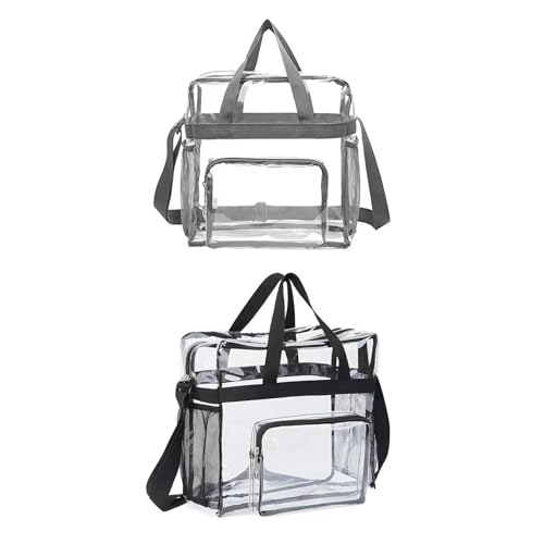 2 Stück Transparente Tragetasche, Wasserdicht Strandtasche Beach Bag Damen, Kosmetik-Organizer, PVC Schwimmbadtasche Sporttasche, Badetasche mit Reißverschluss für Camping, Picknick 28x13x27cm (C) von AidSci