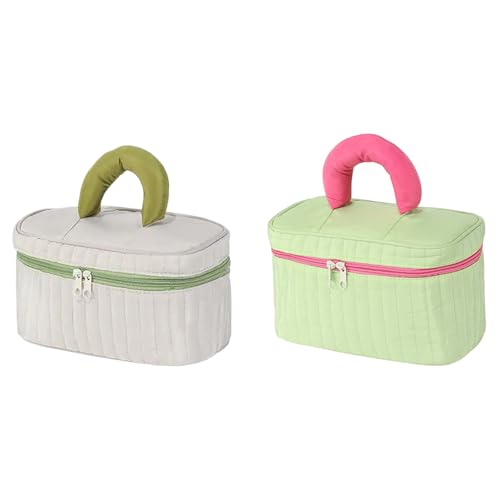 2er Set Kosmetiktasche, Tragbare Kulturtasche Kulturbeutel Schminktasche, Kosmetik-Aufbewahrungstaschen Makeup Bag mit 3 Fächern, Faltbare Handtasche Kosmetiktasche Reise für Damen 24x14x13cm (C) von AidSci