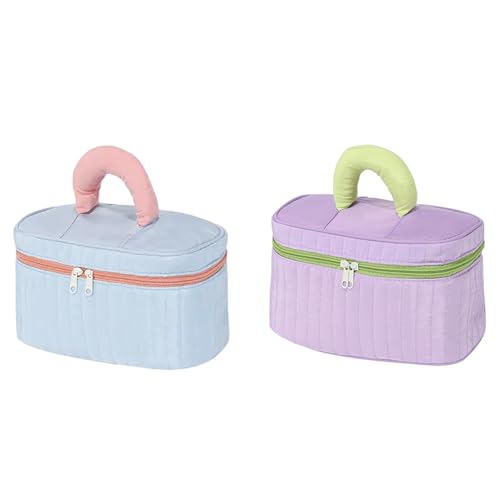 2er Set Kosmetiktasche, Tragbare Kulturtasche Kulturbeutel Schminktasche, Kosmetik-Aufbewahrungstaschen Makeup Bag mit 3 Fächern, Faltbare Handtasche Kosmetiktasche Reise für Damen 24x14x13cm (D) von AidSci