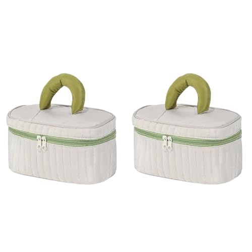 2er Set Kosmetiktasche, Tragbare Kulturtasche Kulturbeutel Schminktasche, Kosmetik-Aufbewahrungstaschen Makeup Bag mit 3 Fächern, Faltbare Handtasche Kosmetiktasche Reise für Damen 24x14x13cm (G) von AidSci