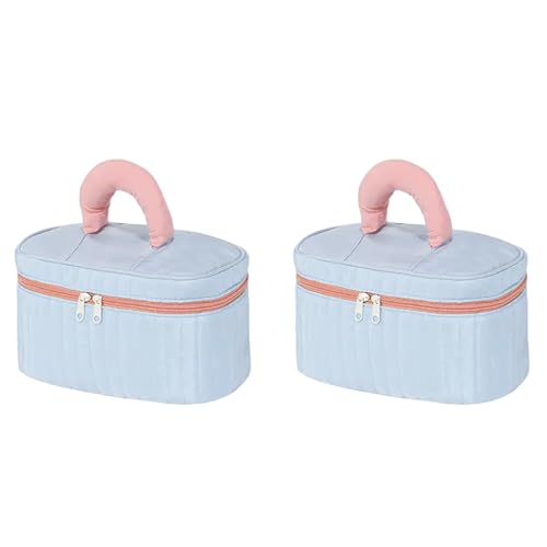 2er Set Kosmetiktasche, Tragbare Kulturtasche Kulturbeutel Schminktasche, Kosmetik-Aufbewahrungstaschen Makeup Bag mit 3 Fächern, Faltbare Handtasche Kosmetiktasche Reise für Damen 24x14x13cm (H) von AidSci