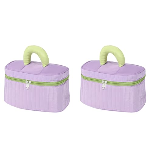 2er Set Kosmetiktasche, Tragbare Kulturtasche Kulturbeutel Schminktasche, Kosmetik-Aufbewahrungstaschen Makeup Bag mit 3 Fächern, Faltbare Handtasche Kosmetiktasche Reise für Damen 24x14x13cm (J) von AidSci