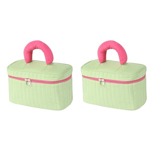 2er Set Kosmetiktasche, Tragbare Kulturtasche Kulturbeutel Schminktasche, Kosmetik-Aufbewahrungstaschen Makeup Bag mit 3 Fächern, Faltbare Handtasche Kosmetiktasche Reise für Damen 24x14x13cm (K) von AidSci