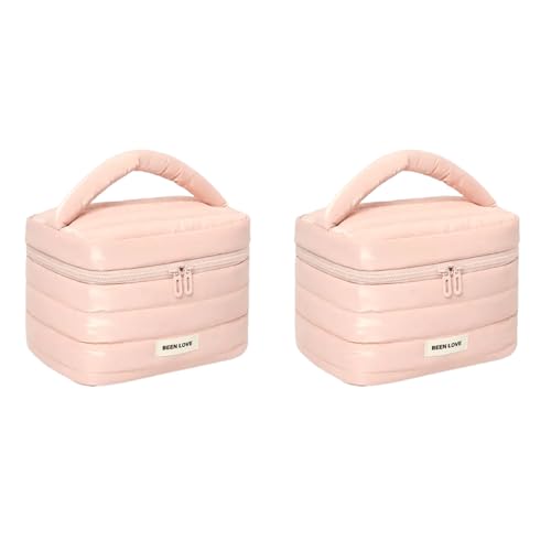 2er Set Kosmetiktasche, Tragbare Kulturtasche Kulturbeutel Schminktasche, Reisetasche Kosmetik-Aufbewahrungstaschen Makeup Bag, Faltbare Handtasche Kosmetiktasche Reise für Damen 23x15,5x16,5cm (D) von AidSci