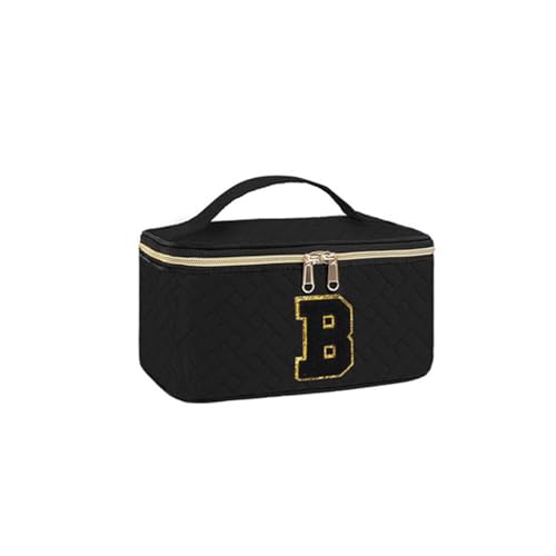 2er Set Kosmetiktasche Damen, Groß Make Up Tasche Reise Kosmetikkoffer für Frauen, Wasserdichte Travel Makeup Cosmetic Bag mit Griff & Teiler, Tragbare Reise Kosmetiktasche 24x16,5x11,5 cm (Schwarz-B) von AidSci