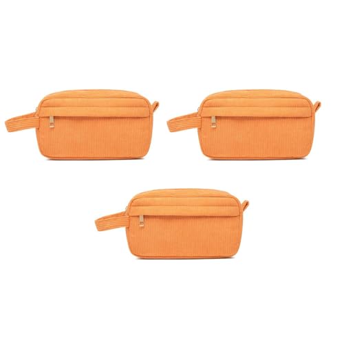 3er Set Corduroy Makeup Bag, Mini Kosmetik-Aufbewahrungstaschen Münzgeldbeutel Zipper Pouch Reise Kosmetiktasche Lippenstift Haar Zubehör Organizer für Frauen (B) von AidSci