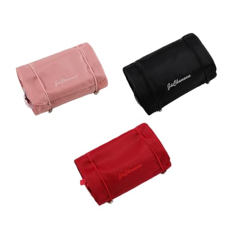 3er Set Kosmetiktasche, Abnehmbar Kulturtasche Kulturbeutel Damen, Schminktasche, Aufhängen Kosmetiktasche, Make Up Bag mit 4 Fächern, Faltbare Kosmetiktasche Reise für Damen Mädchen (Mehrfarbig-A) von AidSci