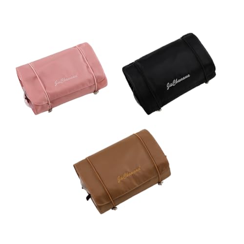 3er Set Kosmetiktasche, Abnehmbar Kulturtasche Kulturbeutel Damen, Schminktasche, Aufhängen Kosmetiktasche, Make Up Bag mit 4 Fächern, Faltbare Kosmetiktasche Reise für Damen Mädchen (Mehrfarbig-B) von AidSci