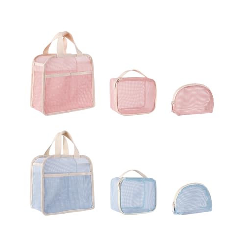 6er Set Kosmetiktasche aus Mesh, Tragbare Netz-Kulturtasche Kulturbeutel Schminktasche, Kosmetik-Aufbewahrungstaschen Makeup Bag, Handtasche Kosmetiktasche Reise mit Reißverschluss für Damen (C) von AidSci