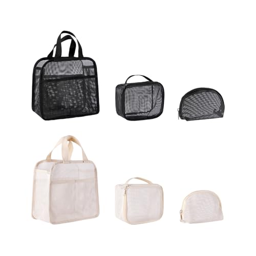 6er Set Kosmetiktasche aus Mesh, Tragbare Netz-Kulturtasche Kulturbeutel Schminktasche, Kosmetik-Aufbewahrungstaschen Makeup Bag, Handtasche Kosmetiktasche Reise mit Reißverschluss für Damen (D) von AidSci