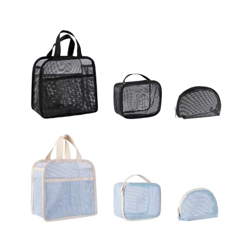 6er Set Kosmetiktasche aus Mesh, Tragbare Netz-Kulturtasche Kulturbeutel Schminktasche, Kosmetik-Aufbewahrungstaschen Makeup Bag, Handtasche Kosmetiktasche Reise mit Reißverschluss für Damen (F) von AidSci