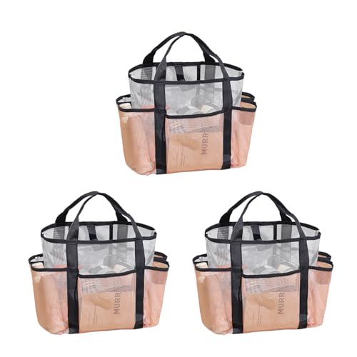 AidSci 3 Stück Strandtasche Beach Tote Bag für Damen, Shopper Badetasche Netztasche Strand mit Innentasche, Faltbare Leichte Mesh Strandtasche Korb, Mesh Einkaufsnetz für Familie Picknick Camping (C) von AidSci