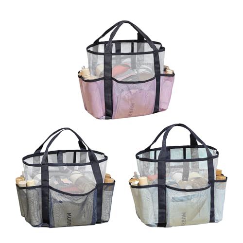 AidSci 3 Stück Strandtasche Beach Tote Bag für Damen, Shopper Badetasche Netztasche Strand mit Innentasche, Faltbare Leichte Mesh Strandtasche Korb, Mesh Einkaufsnetz für Familie Picknick Camping (H) von AidSci