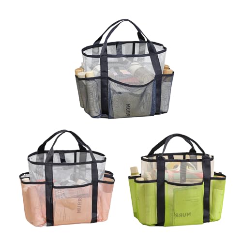 AidSci 3 Stück Strandtasche Beach Tote Bag für Damen, Shopper Badetasche Netztasche Strand mit Innentasche, Faltbare Leichte Mesh Strandtasche Korb, Mesh Einkaufsnetz für Familie Picknick Camping (J) von AidSci